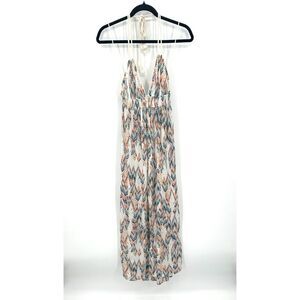 LOVESTITCH Colorful Red Blue Chevron Print Boho Halter Maxi Dress Size Small